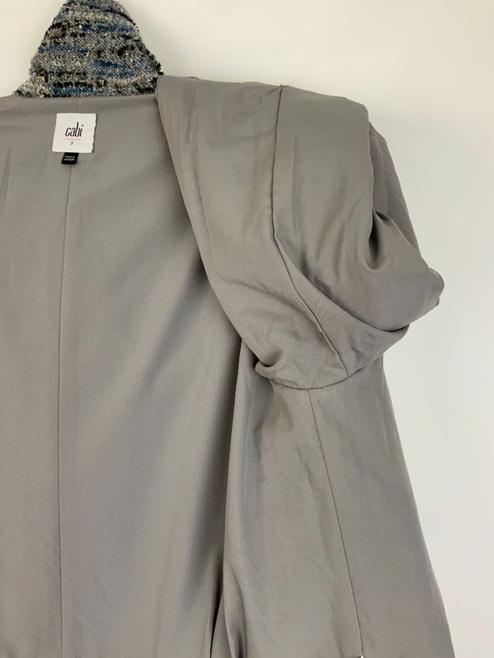 CABI Radiance Cropped Jacket Gray/ Blue Tweed with Silver Sz S - Picture 15 of 16